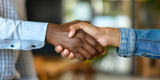 Photo a couple shaking hands with a lender after securing a mortgage approval