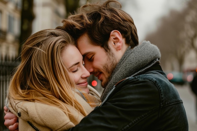 The couple shares sweet nothings in the heart of Paris