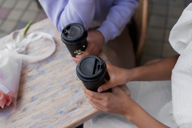 Photo couple sharing tender public intimacy moments