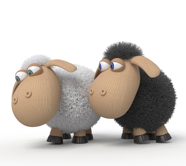 Couple of sheep in love on a lawn