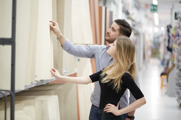 Couple shopping at hardware store