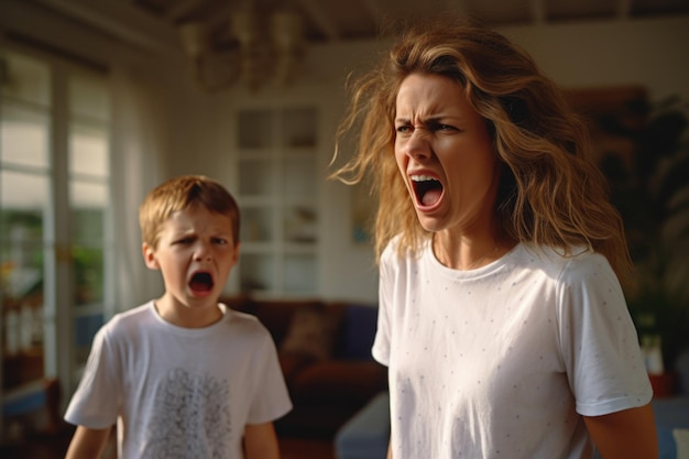 Photo couple shouting and angry with problems