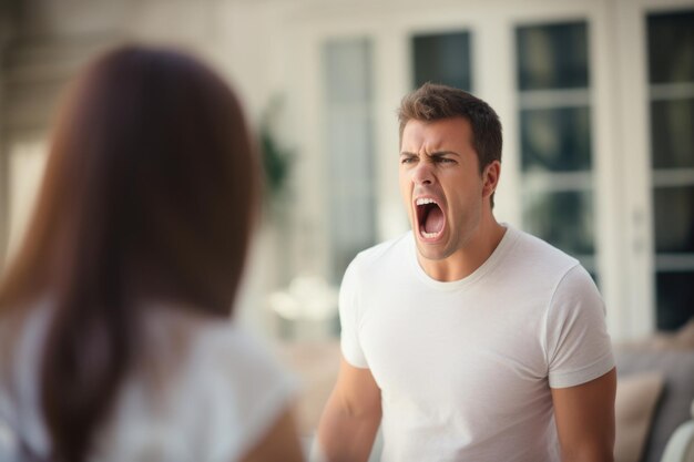 couple shouting and angry with problems