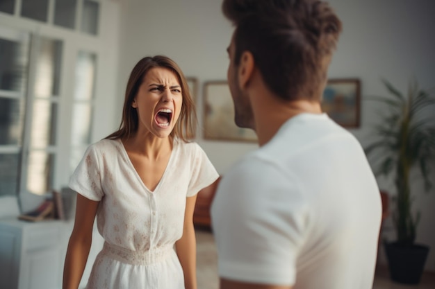 couple shouting and angry with problems