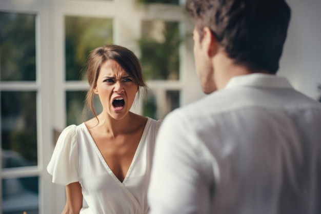 couple shouting and angry with problems