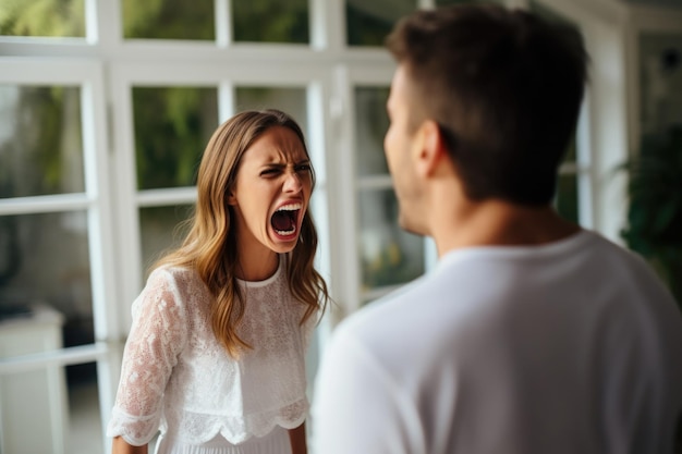 Photo couple shouting and angry with problems