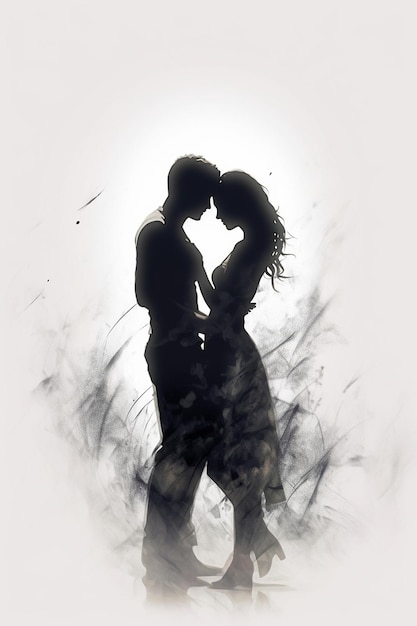 a couple in silhouette with the sun behind them