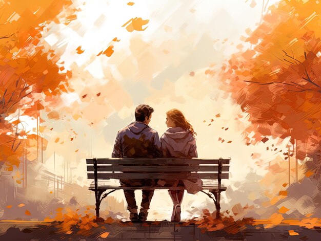 a couple sit on a bench and look at the sky