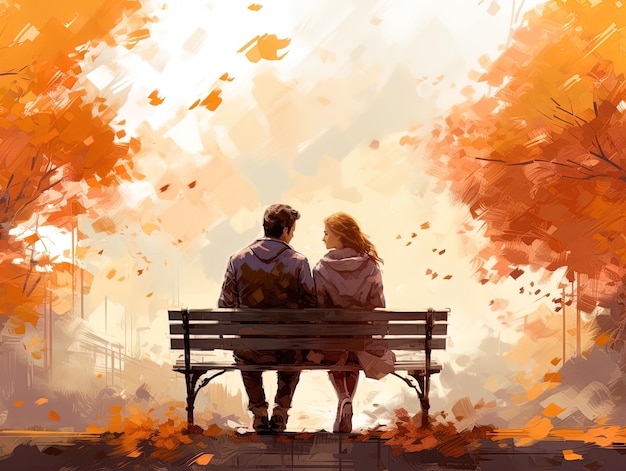 a couple sit on a bench and look at the sky