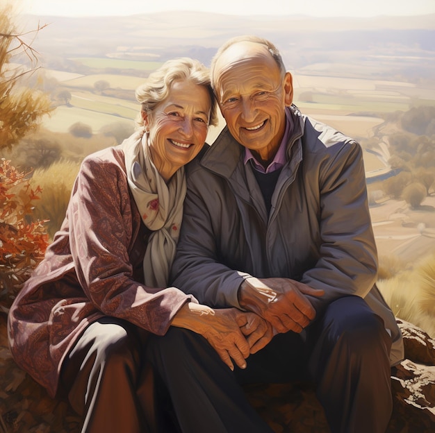 Photo a couple sit on a rock with the words 