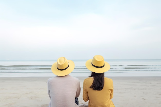 a couple sitting on a beach sweet couple happy relax enjoy love and romantic moment