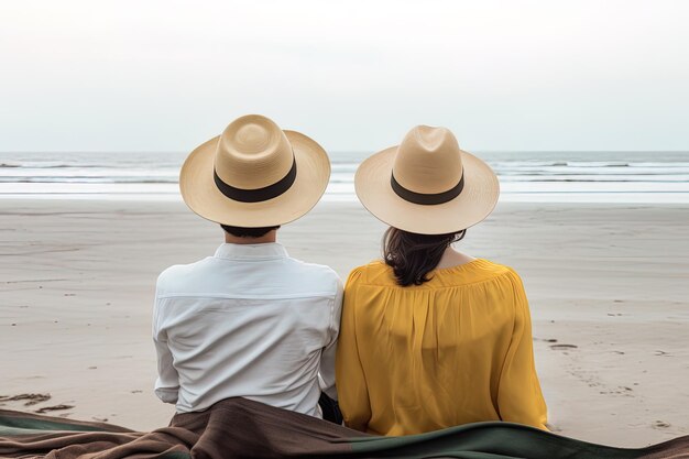 a couple sitting on a beach sweet couple happy relax enjoy love and romantic moment