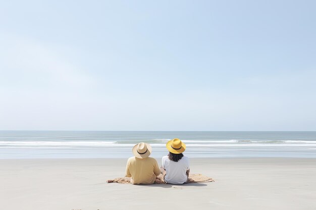 a couple sitting on a beach sweet couple happy relax enjoy love and romantic moment