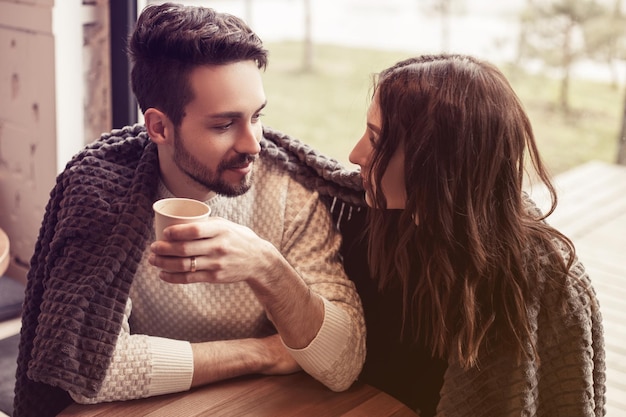 Couple sitting in the cafe