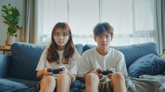 Photo couple sitting on couch with remotes