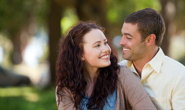 Couple sitting in the garden