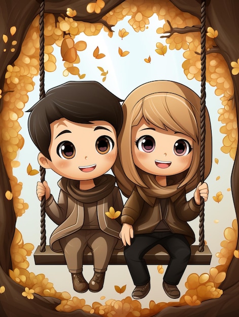Couple sitting on a swing