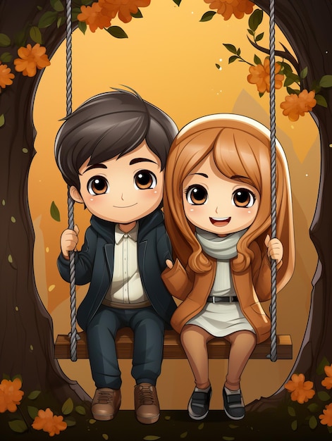 Couple sitting on a swing