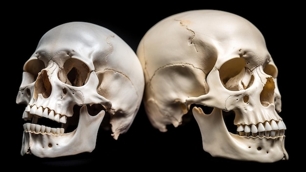 A couple of skulls sitting next to each other Generative AI image