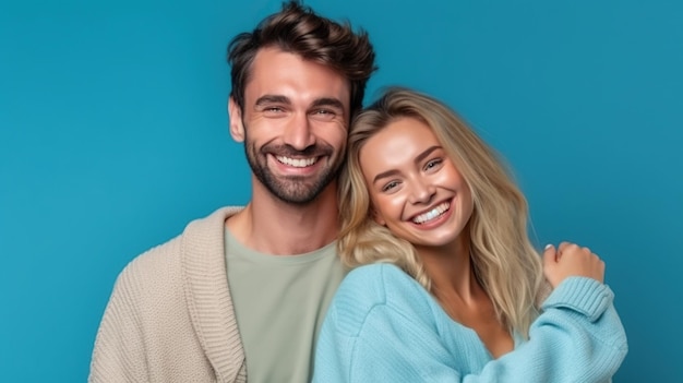 Photo couple smiling couple two people happy couple homeowners love couple advertisement