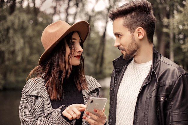 Couple spend time together outside