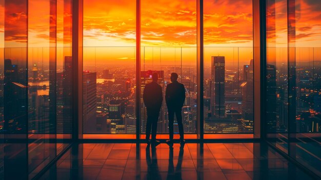 Photo couple standing in front of window generative ai