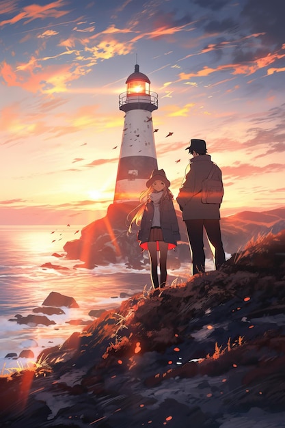 Couple standing on a rock