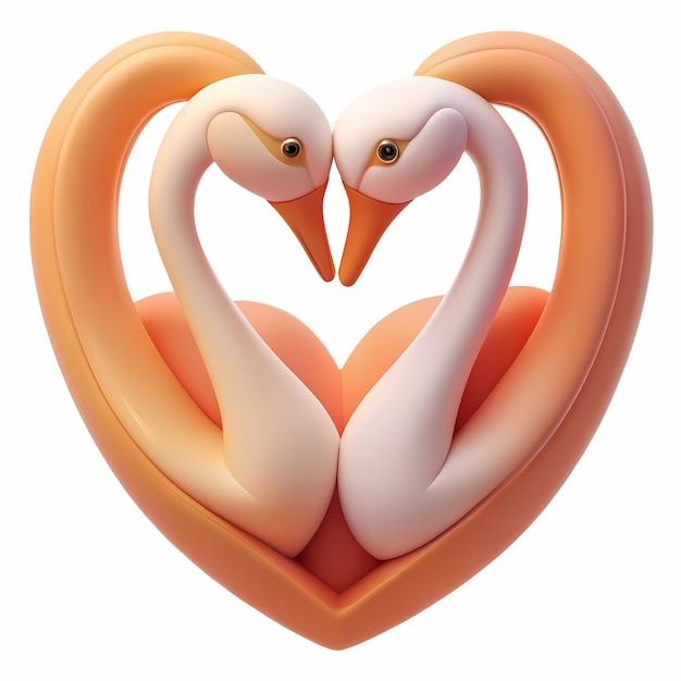 Photo couple swan in love 3d