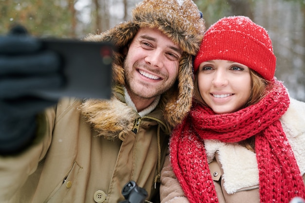 Couple Taking Selfie in Winter