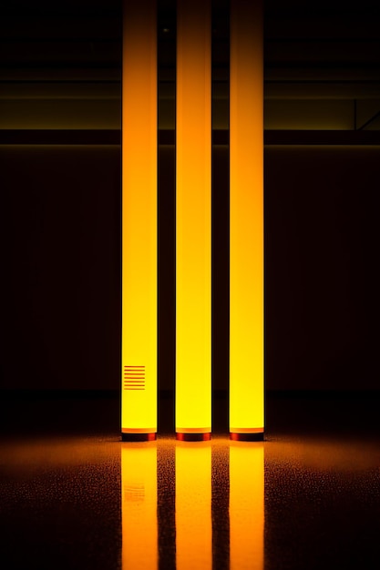 Couple of tall yellow poles sitting next to each other Generative AI