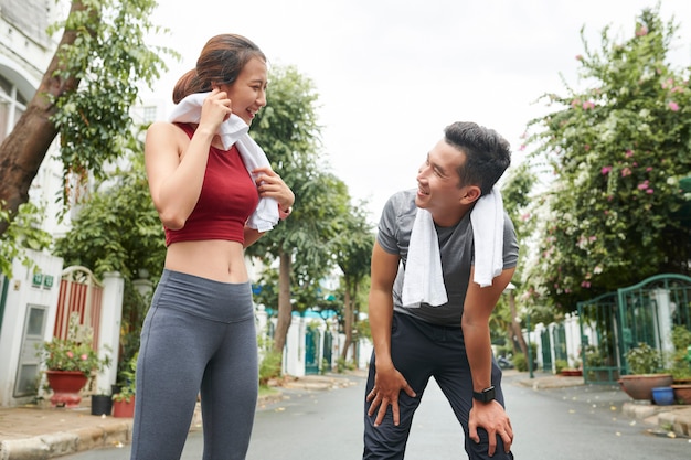 Couple tired after running