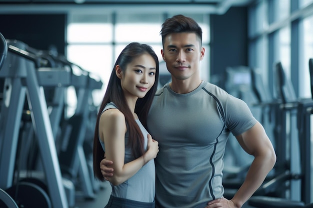 A couple training at the gym