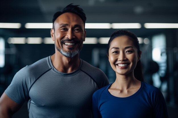 A couple training at the gym