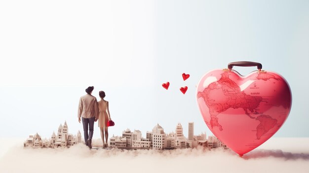 Couple traveling on Valentines Day Create priceless travel memoriesAI Generated