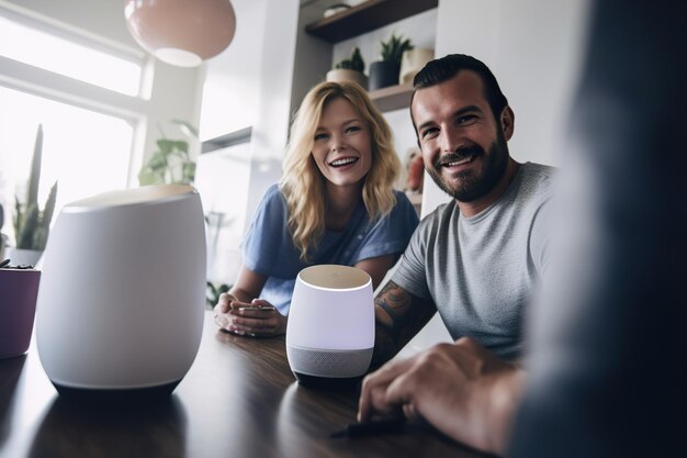 A couple use smart home gadgets