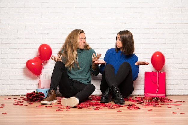 Photo couple in valentine day having doubts