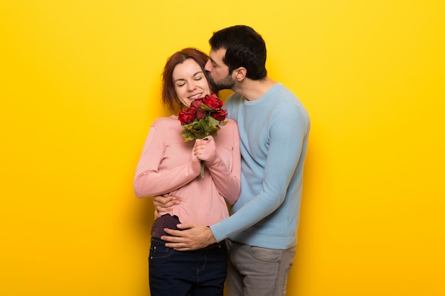 Couple in valentine day with flowers