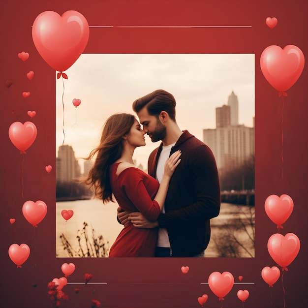 couple in valentines day background