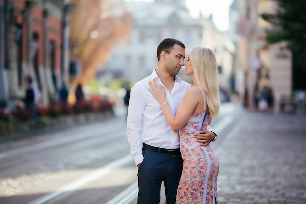 Couple walking around the city