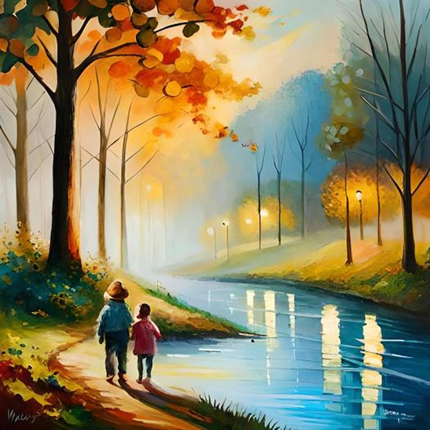 A couple walking in beautiful nature seen