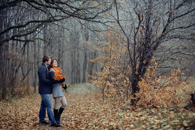 Couple walking on the field