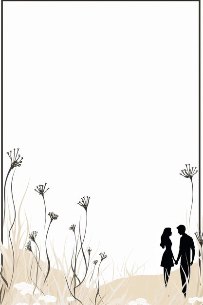 Photo a couple walking in the grass with flowers in the background