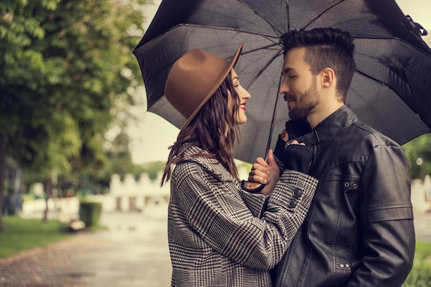 Couple walking outside