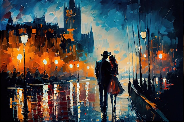 Foto una coppia che cammina sotto la pioggia