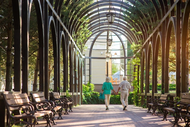 Couple walks along the alley