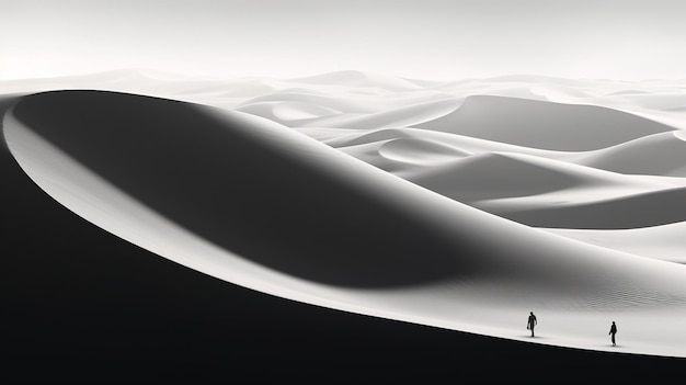 A couple walks in front of a sand dune.