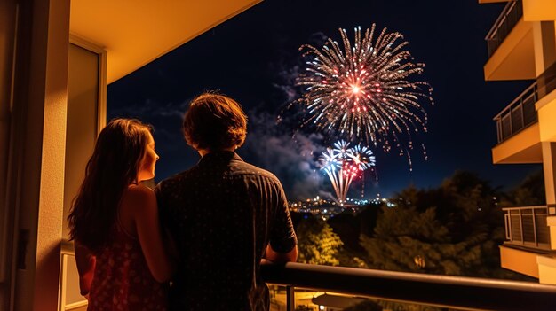 Couple watching fireworks