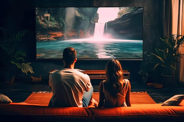 Couple watching tv Generative ai design