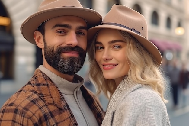 A couple wearing hats and a hat