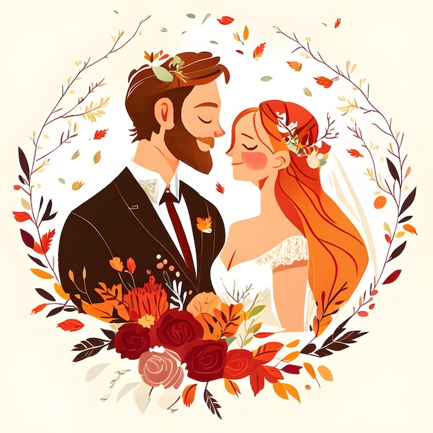 Photo couple wedding illustration